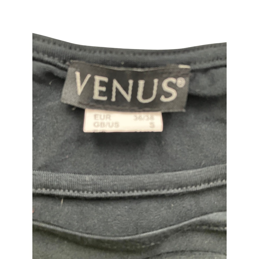 Venus Womens Black Strappy Cage V Neck Braided Lattice Long Sleeve Top Small - Picture 5 of 7